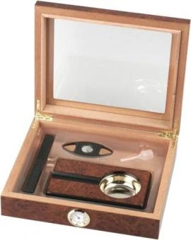 Humidor-Set Wurzelholz-Design Glasdeckel Für Ca.15 Cigarren 3 Humidor-Set Wurzelholz-Design Glasdeckel Für Ca.15 Cigarren