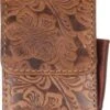 Zigaretten-Packungsetui Leder Braun Flowerprint