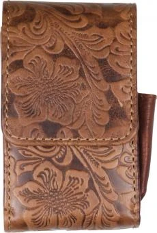 Zigaretten-Packungsetui Leder Braun Flowerprint
