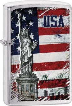 Org.ZIPPO Cr. Geb. Col. "Statue Of Liberty Flag"