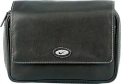 Pfeifentasche Leder Schwarz/Metallemblem