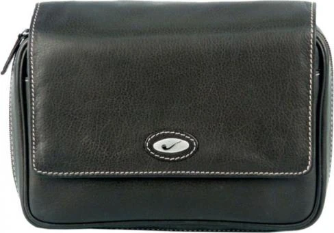 Pfeifentasche Leder Schwarz/Metallemblem 3 Pfeifentasche Leder Schwarz/Metallemblem
