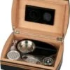 Humidor-Set Schwarz/braun Lederoptik Für Ca.25 Cigarren -Raucherzubehör Geschäft 0364