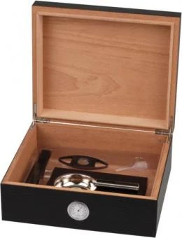 Humidor-Set Walnuss Dekor Schwarz Für Ca. 25 Cigarren 3 Humidor-Set Walnuss Dekor Schwarz Für Ca. 25 Cigarren