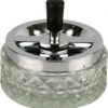 Drehascher Chrom/Glas Transparent 12cm -Raucherzubehör Geschäft 0445