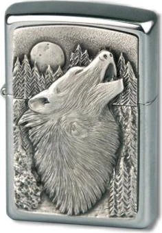 Original ZIPPO Chrome Gebürstet Plakette "Wolf"