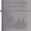 Original ZIPPO Chrom Gebürstet Graviert "München"