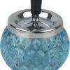 Drehascher Chrom/Glas Kugel Blau 12cm -Raucherzubehör Geschäft 0502