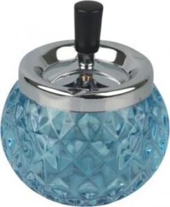 Drehascher Chrom/Glas Kugel Blau 12cm