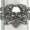 Orgiginal ZIPPO Crome Plakette "Skull W.Heart" -Raucherzubehör Geschäft 0559