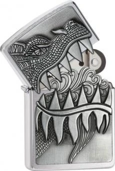 Original ZIPPO Chrome Gebürstet Emblem "Dragon Surprise"
