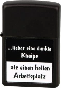 Original ZIPPO Schwarz Color "...lieber Eine Dunkle Kneipe" 3 Original ZIPPO Schwarz Color "...lieber Eine Dunkle Kneipe"
