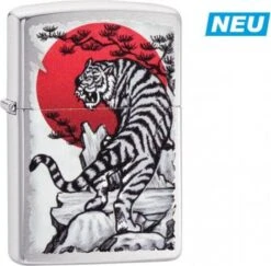 Original ZIPPO Chrom Gebürstet Color "Japan Tiger"