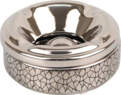 Salon-Ascher Rund Keramik Chrom/Crackle Schwarz 12cm