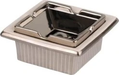 Salon-Zigarrenascher Eckig Keramik Weiß Silberdekor 17cm