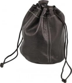 Zugbeutel Leder Schwarz/Steppung Mit Kautschukfutter