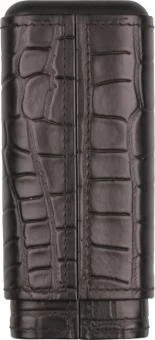 Cigarren Schiebe-Etui Leder Schwarz Krokoprägung 3er