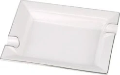 Zigarrenascher Porzellan Weiß/Silberrand