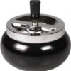 Drehascher Bauchig Chrom/schwarz 13cm -Raucherzubehör Geschäft 0925