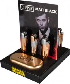 Clipper Feuerzeug Metall Rose Gold + Silber