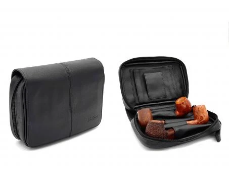 Pfeifentasche Für 4 Pfeifen Leder Schwarz 3 Pfeifentasche Für 4 Pfeifen Leder Schwarz