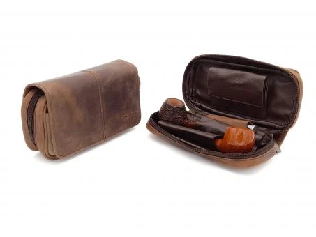 Pfeifentasche Für 2 Pfeifen Leder Buffalo/Canvas 3 Pfeifentasche Für 2 Pfeifen Leder Buffalo/Canvas