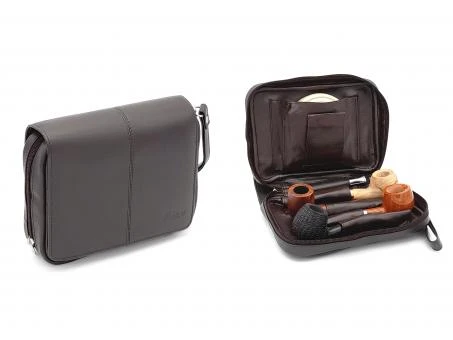 Pfeifentasche Für 4 Pfeifen Leder Ebony 3 Pfeifentasche Für 4 Pfeifen Leder Ebony
